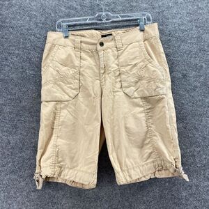 A New Approach Shorts Women 10 Beige Mid Rise Bermuda Flat Front Cotton Pockets